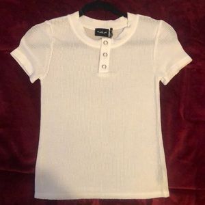 White sheer ribbed out from under t shirt Small